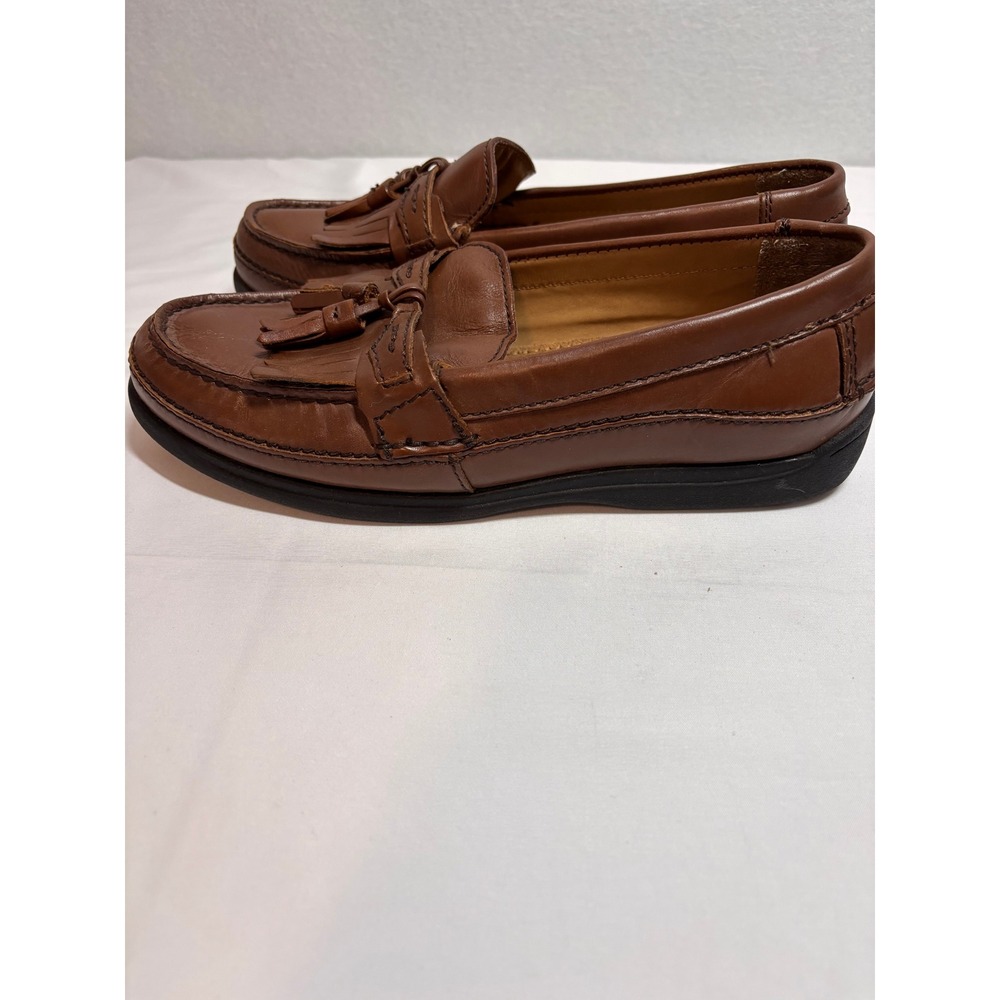 Dockers Mens Tan Brown Leather Kiltie Tassel Loafers Slip On Shoes 8.5 M 90-7326